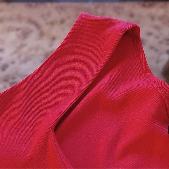 Vtg Le Château red square neck slinky ribbed bodycon midi dress - Picture 10 of 16